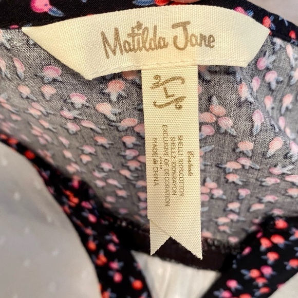 MATILDA JANE EMBROIDERED SPLIT NECK POINTELLE COTTON BLOUSE SIZE LARGE FLORAL - Picture 6 of 16